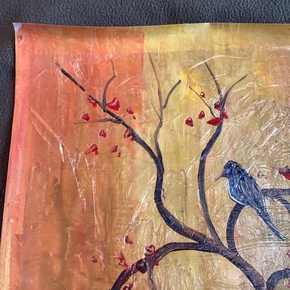 Beautiful Birds in Tree original oil painting.  Approximately 15” x 19” - Picture 2 of 5